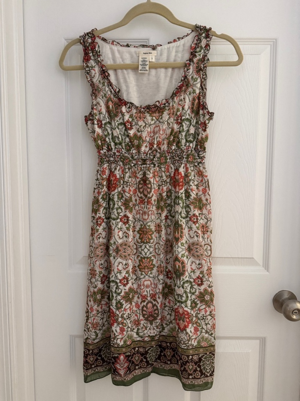 Sophie Max Floral Midi Dress in Cream, Green and Rust